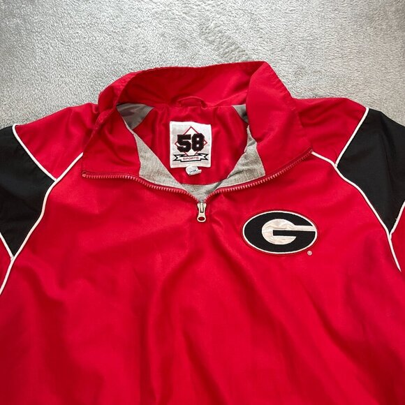 Vintage 58 Sports University of Georgia Bulldogs Windbreaker Medium‎ Red 1/4 Zip - Picture 3 of 14